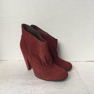 Pink Studio Red Suede Slip On Boots Paper Bag 6.5